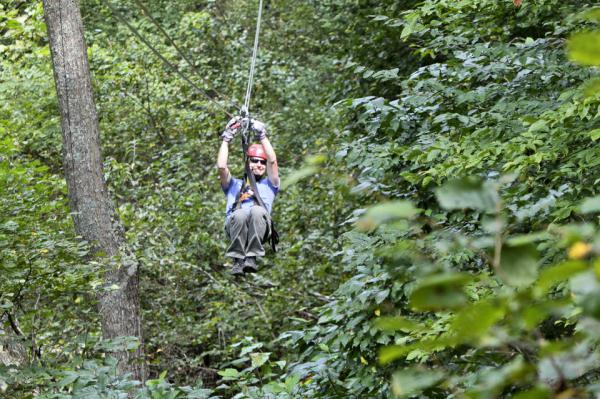 Zip-lining in Berkshire East in Charlemont MA