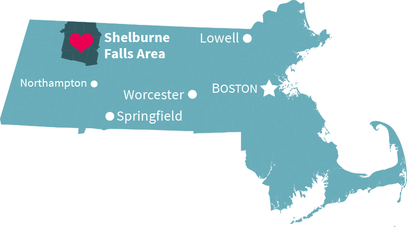 Map of Massachusetts and the Shelburne Falls Area